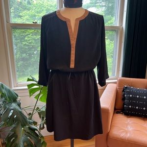 Women’s Tie Waist Black & Tan Dress